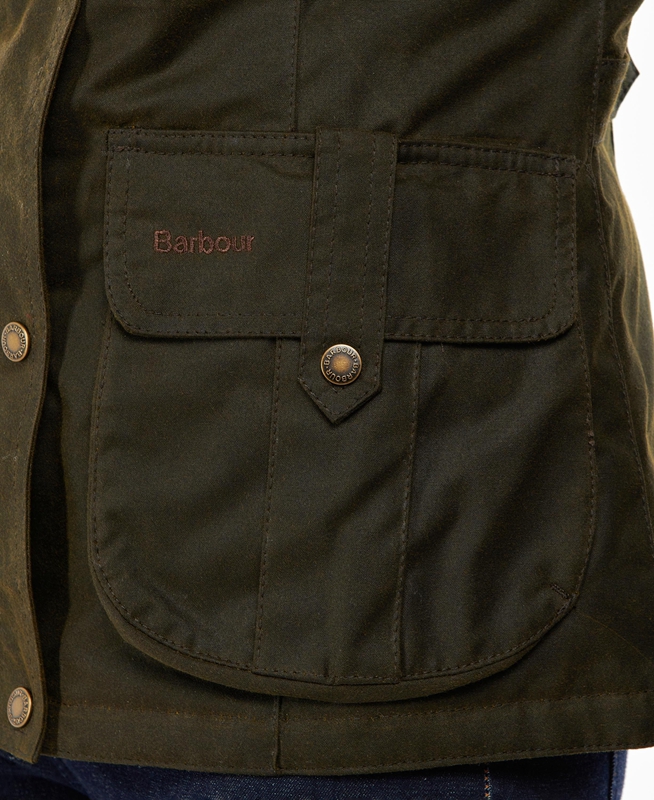 Women's Barbour Winter Defence Waxed Jackets Green | VUQI-26710